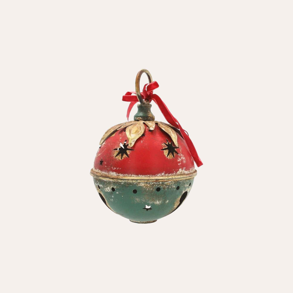 Pallina Natalizia in Latta Rosso e Verde H.23x15 cm
