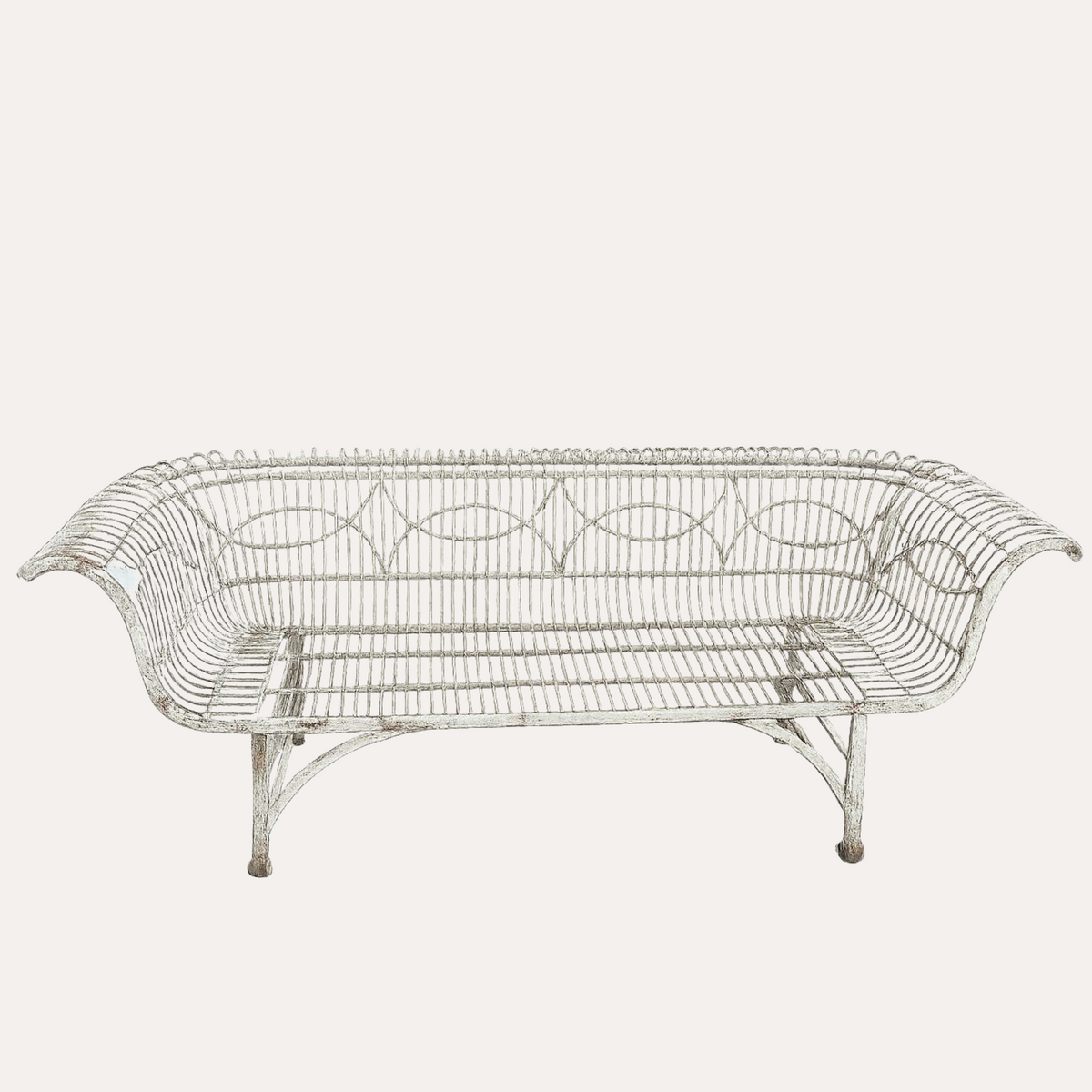 Panchina in Ferro Bianco con Dettagli Anticati 177x52xH.77 cm