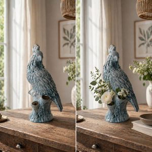 Parrot light blue ceramic vase 26x18x53 cm