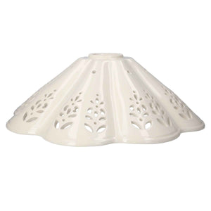 Perforated White Ceramic Lampshade, Rustic Style - 38 cm