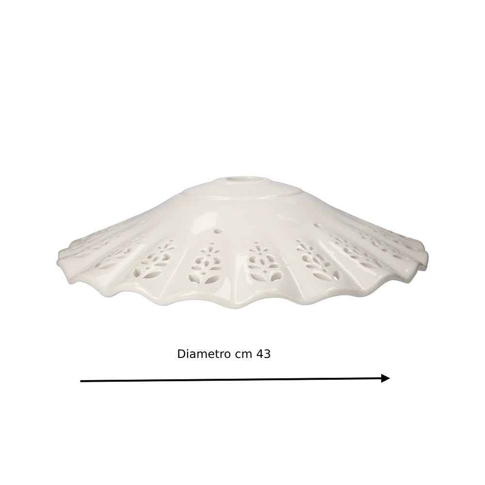 Paralume Rustico in Ceramica Bianca Traforata - 43 cm
