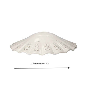 Paralume Rustico in Ceramica Bianca Traforata - 43 cm