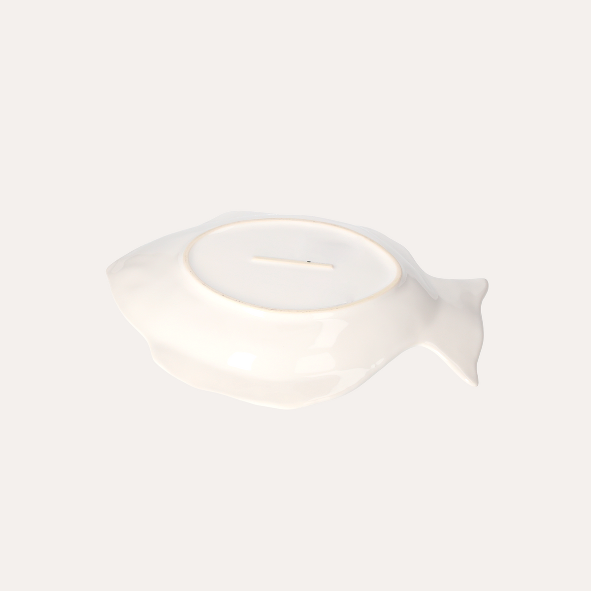 Piatto da Portata a Forma di Pesce in Ceramica Bianca 33x24x4 cm