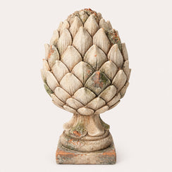 Pomme de pin Shabby en résine blanche H.23 cm