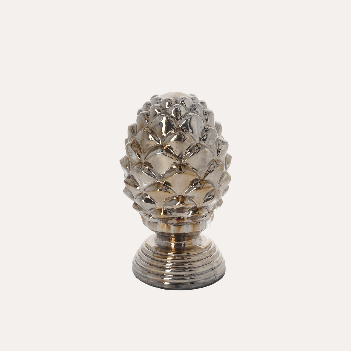 Piña decorativa de cristal dorado/plateado H.26x16 cm
