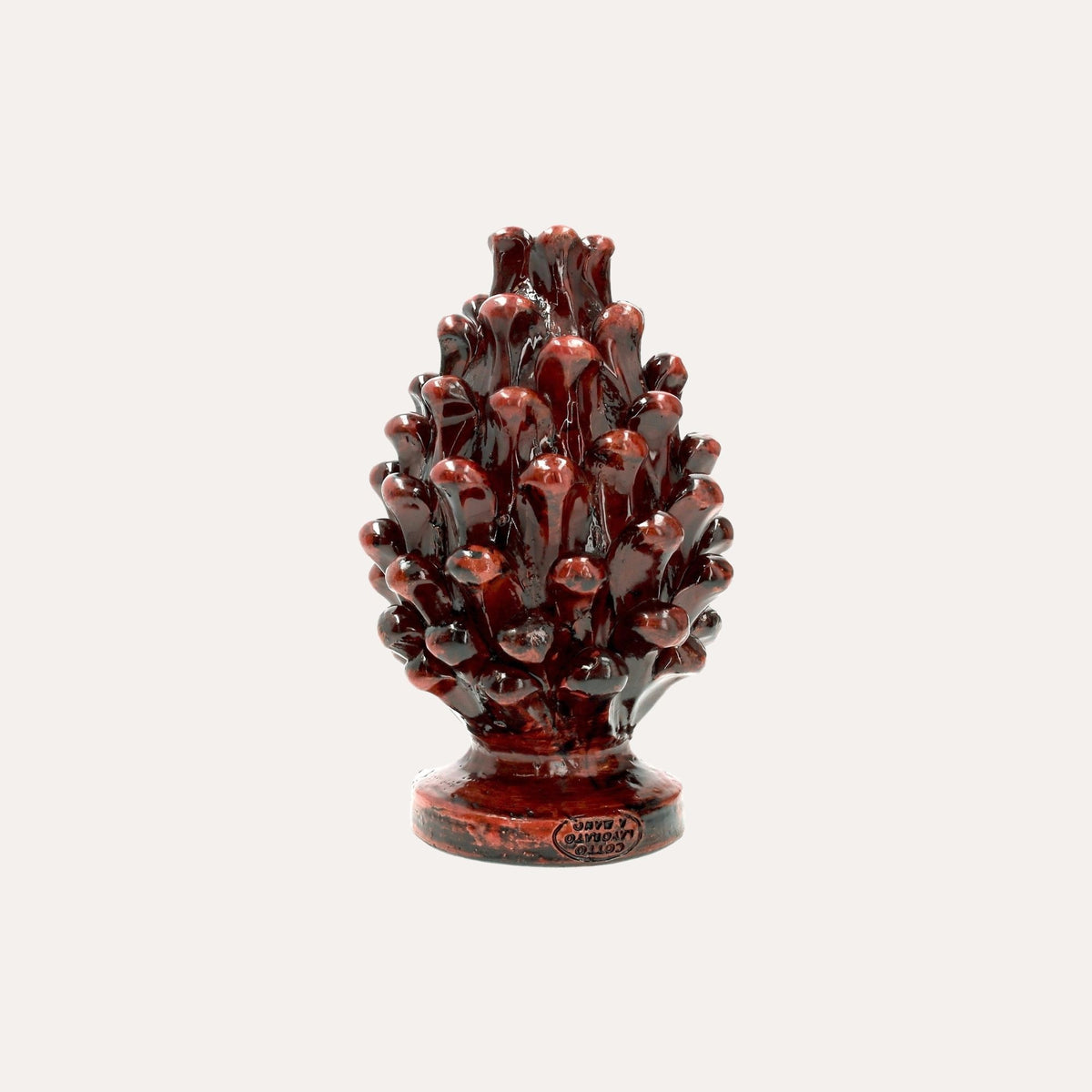Pinha artesanal em terracota vermelha Bordeaux H.16 cm - KeyHome Store
