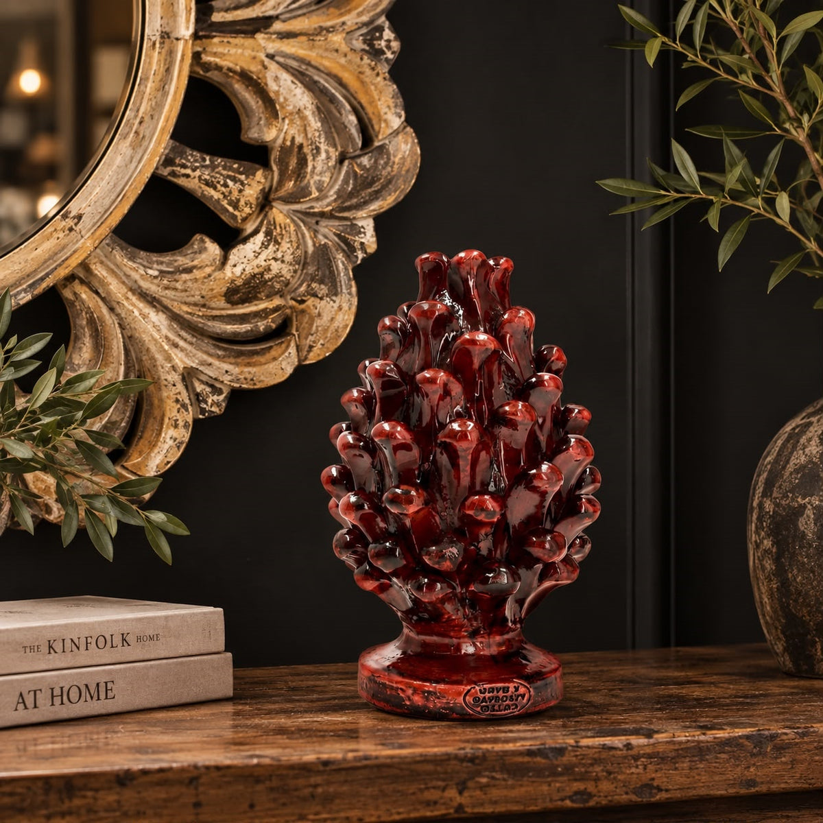 Pigna Artigianale in Terracotta Rosso Bordeaux H.16 cm - KeyHome Store