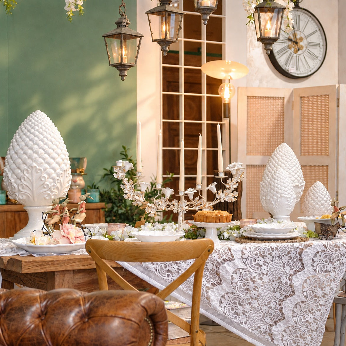 Pigna in Ceramica Bianco H.50 cm - KeyHome Store
