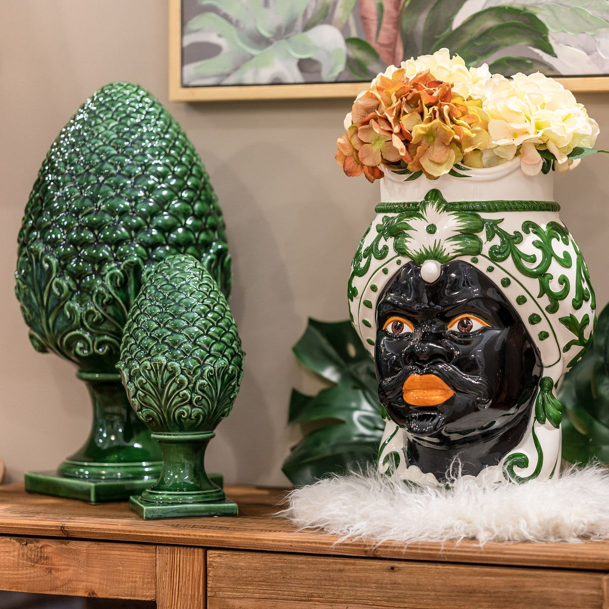 Pigna in Ceramica Verde H.50 cm - KeyHome Store