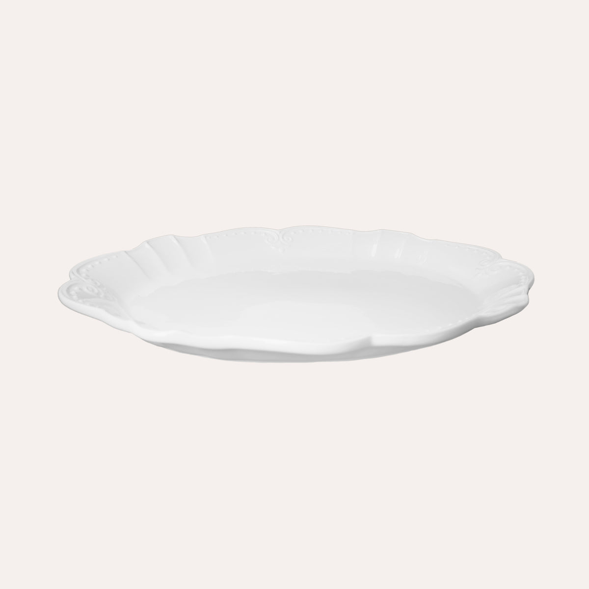 Bandeja grande de cerámica blanca para servir 48x37 cm