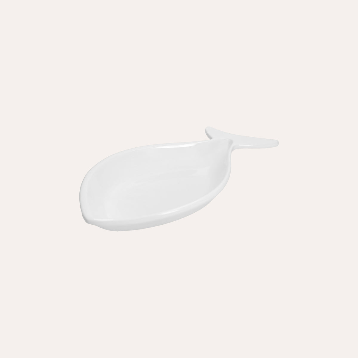 Funda pequeña de cerámica blanca con forma de pez