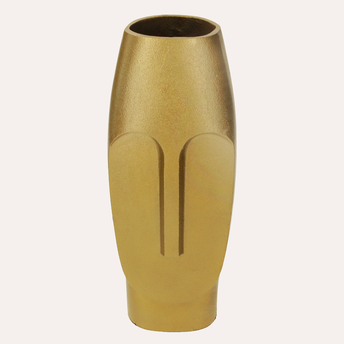 Golden Metal Vase With Ethnic Face