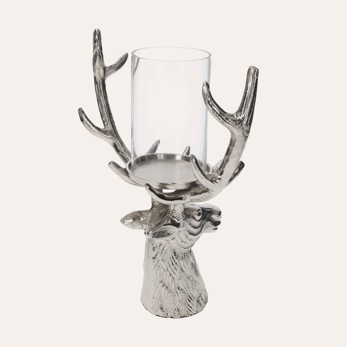 Deer Head Candle Holder in Nickel Silver, Christmas Ornament
