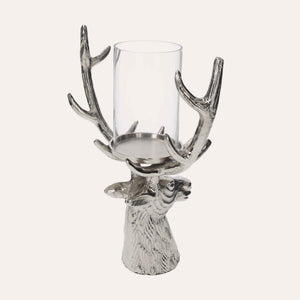 Deer Head Candle Holder in Nickel Silver, Christmas Ornament