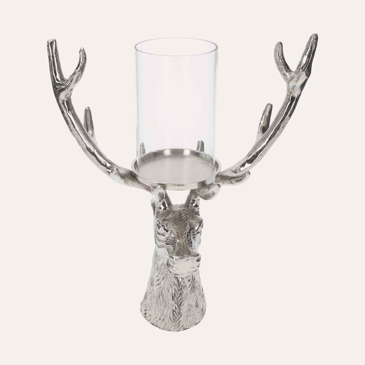 Deer Head Candle Holder in Nickel Silver, Christmas Ornament