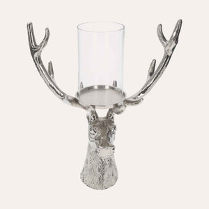 Deer Head Candle Holder in Nickel Silver, Christmas Ornament