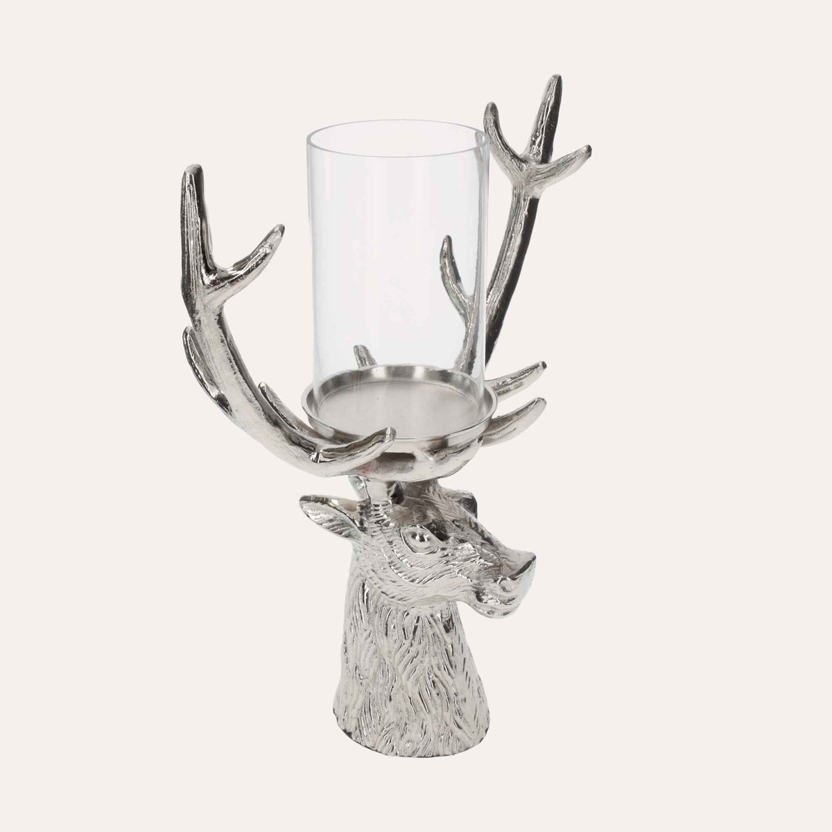Deer Head Candle Holder in Nickel Silver, Christmas Ornament