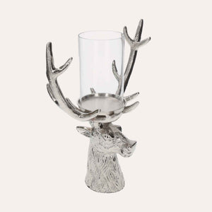 Deer Head Candle Holder in Nickel Silver, Christmas Ornament