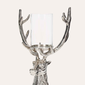 Deer Head Candle Holder in Nickel Silver, Christmas Ornament
