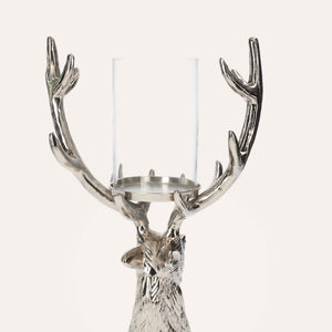 Deer Head Candle Holder in Nickel Silver, Christmas Ornament