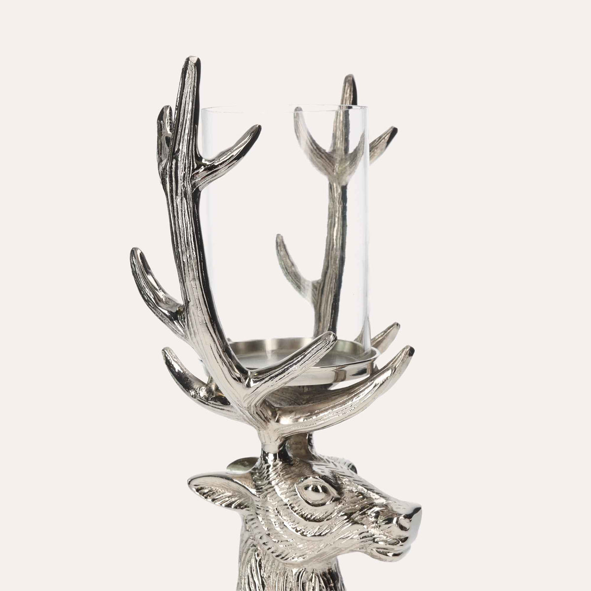 Deer Head Candle Holder in Nickel Silver, Christmas Ornament