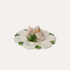 Portauovo in ceramica con conigli D25xH10 cm