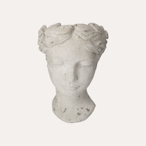 Decorative Plant Holder Head in White Resin, Height 35 cm