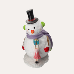 Estatua Muñeco de Nieve con Niña en Resina 59x53xH.89 cm
