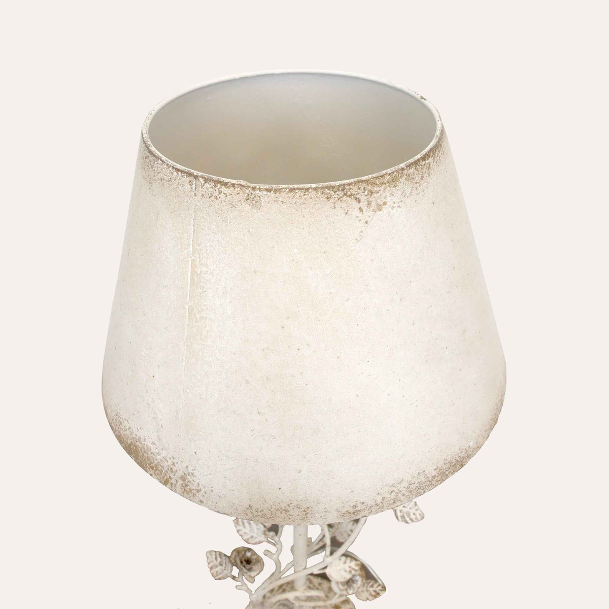Lampada da Tavolo in Ferro Bianco con Fiori