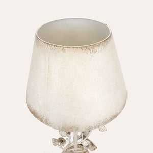 Lampada da Tavolo in Ferro Bianco con Fiori