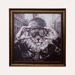 Quadro "Leone con Occhiali da Sole" 100x100 cm - KeyHome Store