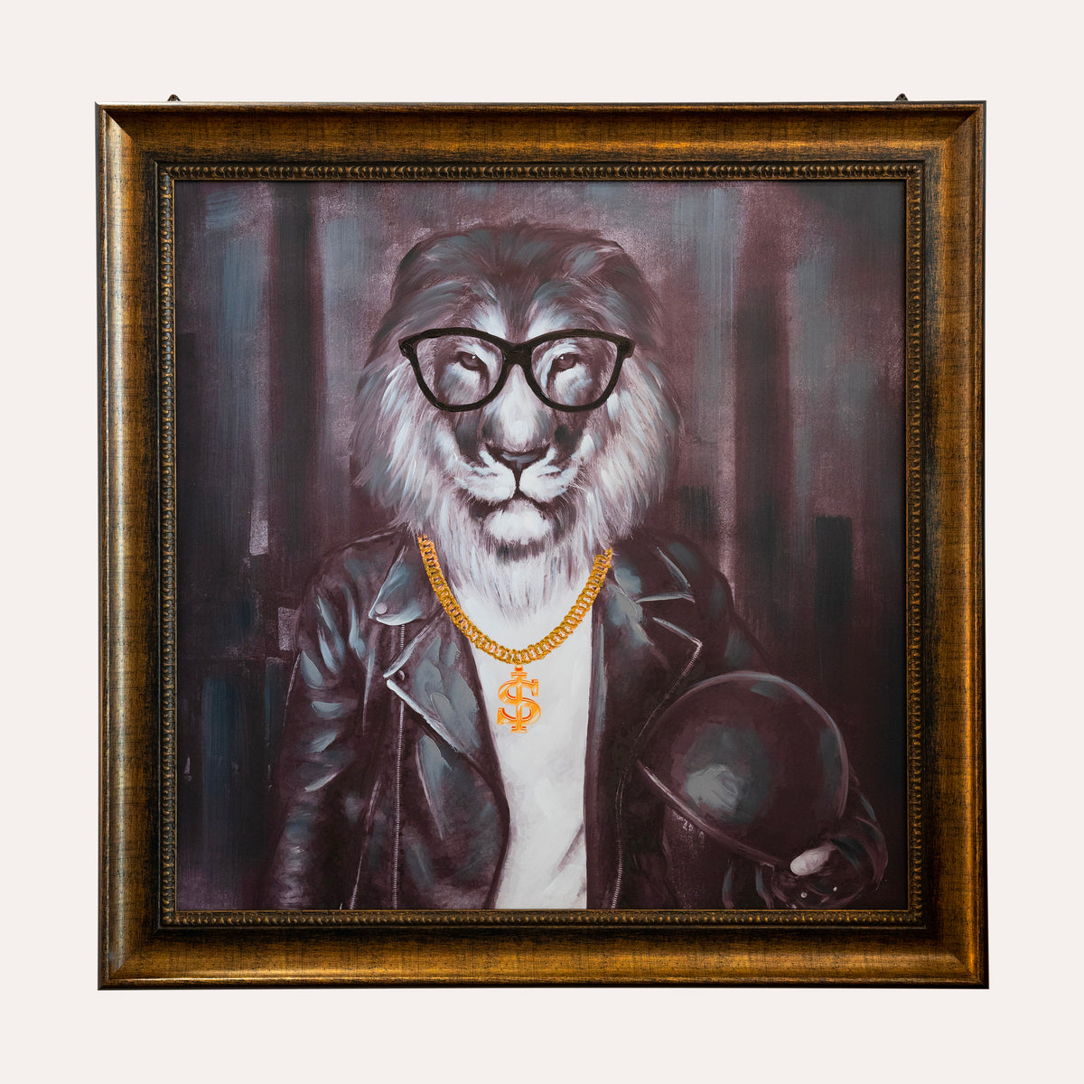 Quadro Decorativo "Leone con Occhiali"