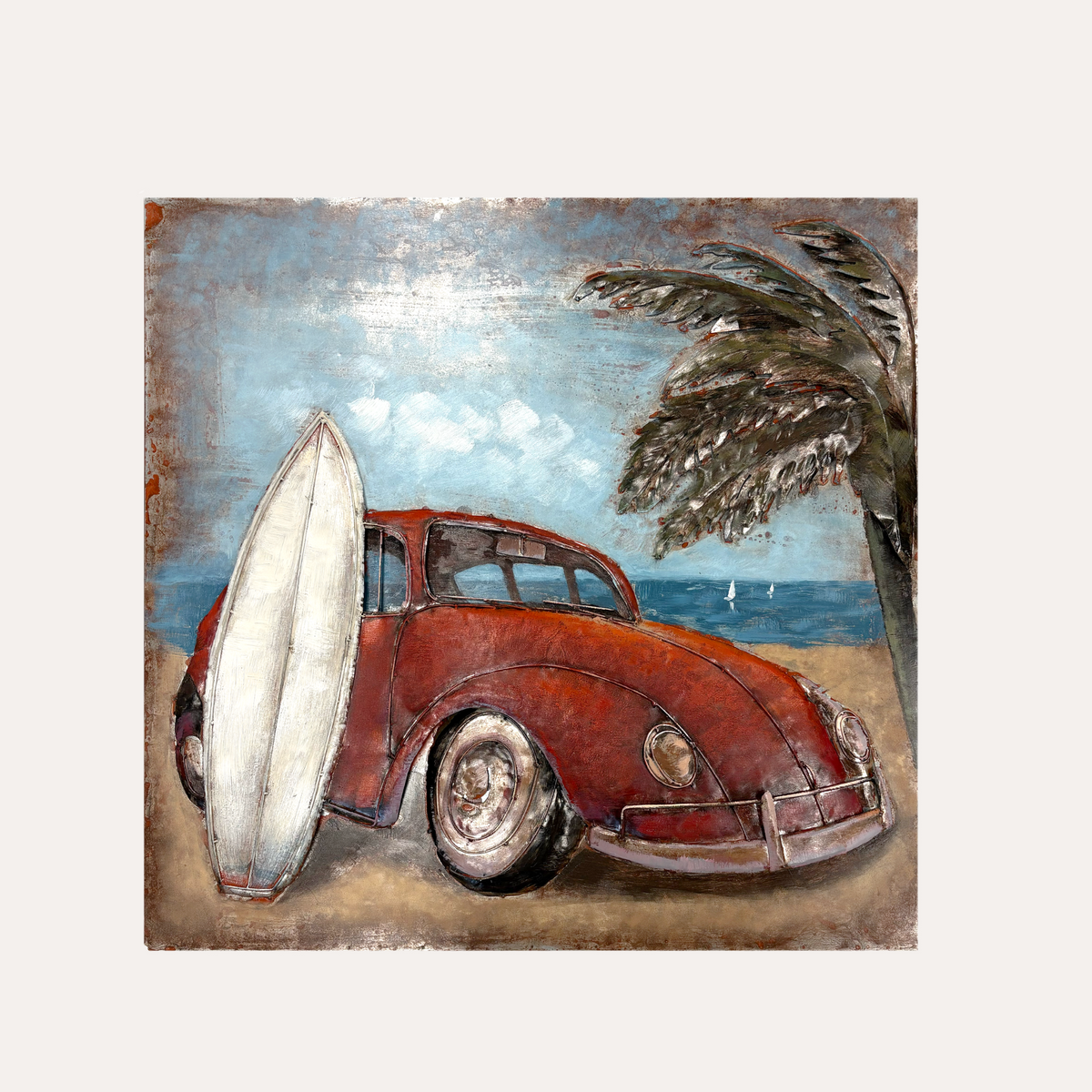Quadro Decorativo in Metallo "Maggiolino" Vintage