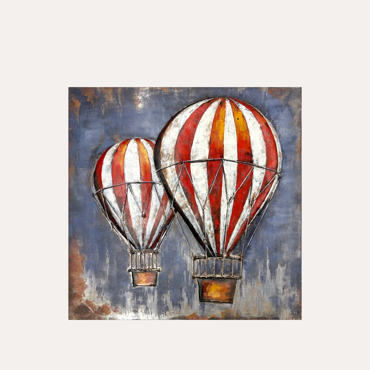 Quadro Decorativo in Ferro Mongolfiere White/Red