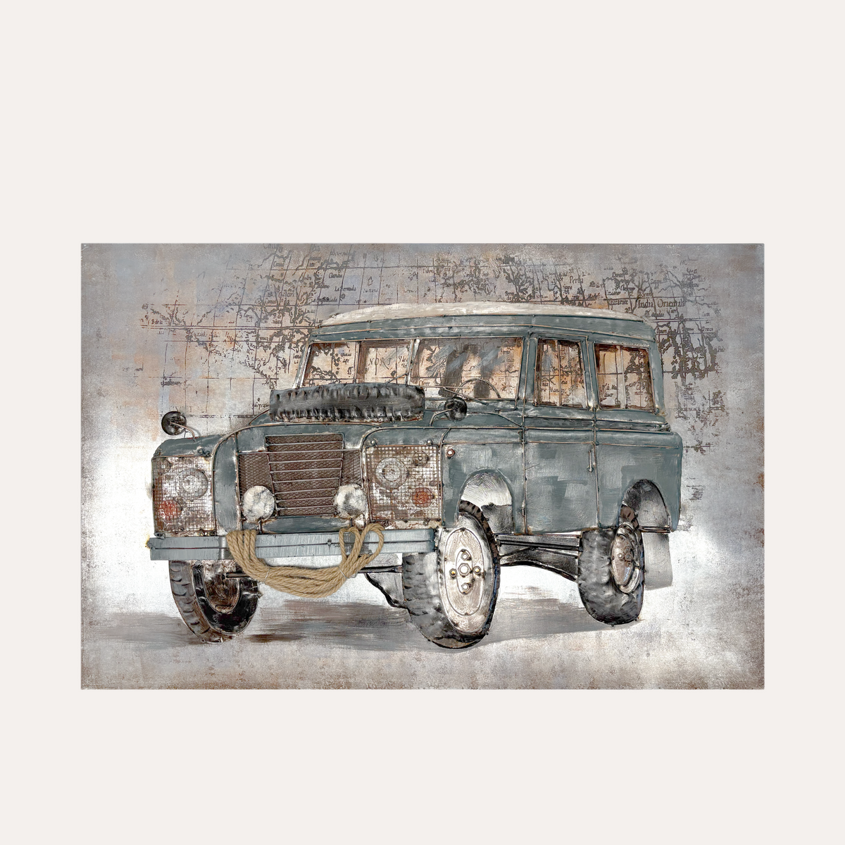 Quadro Decorativo in Metallo Macchina 120x80x8 cm