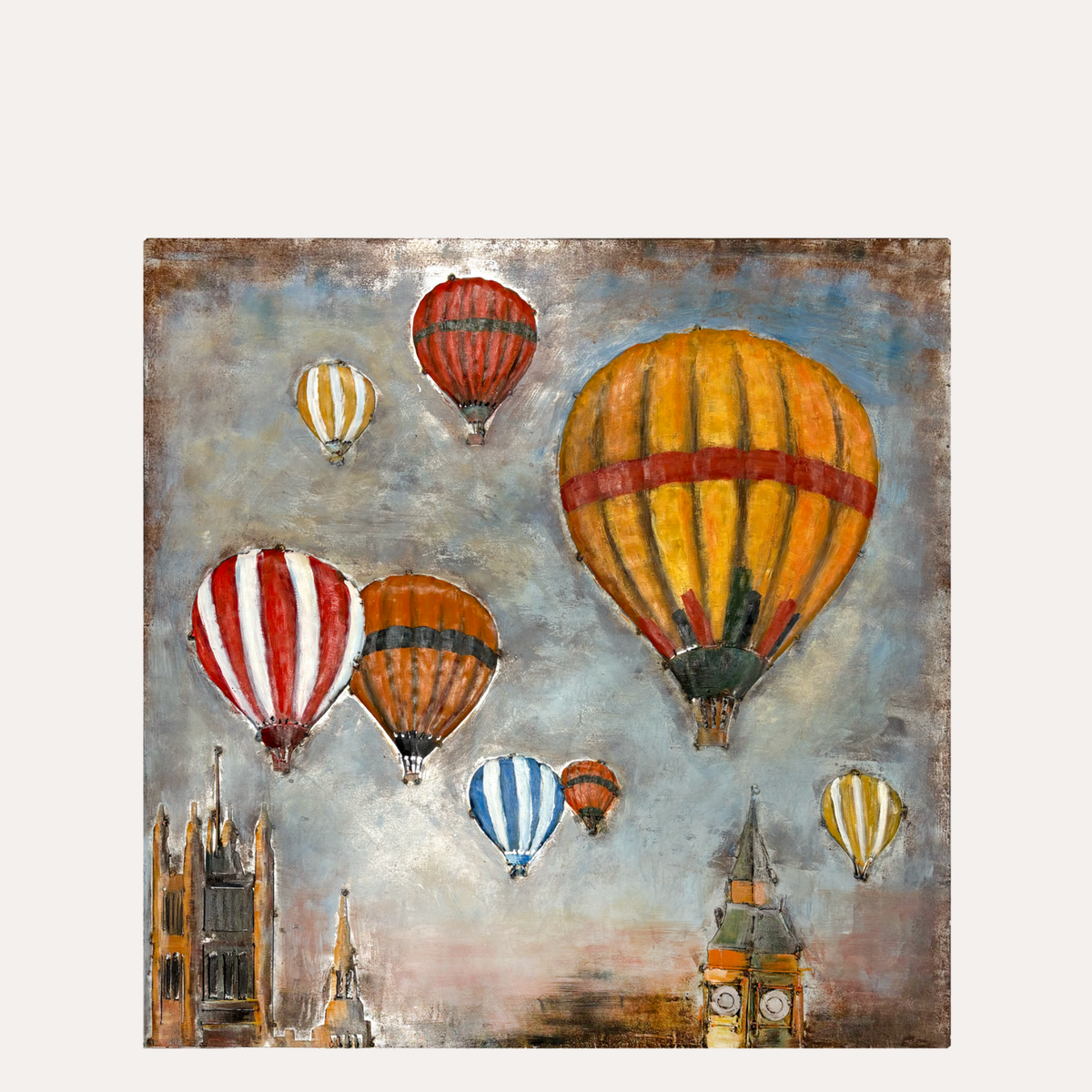 Quadro Decorativo in Ferro Mongolfiere "London"