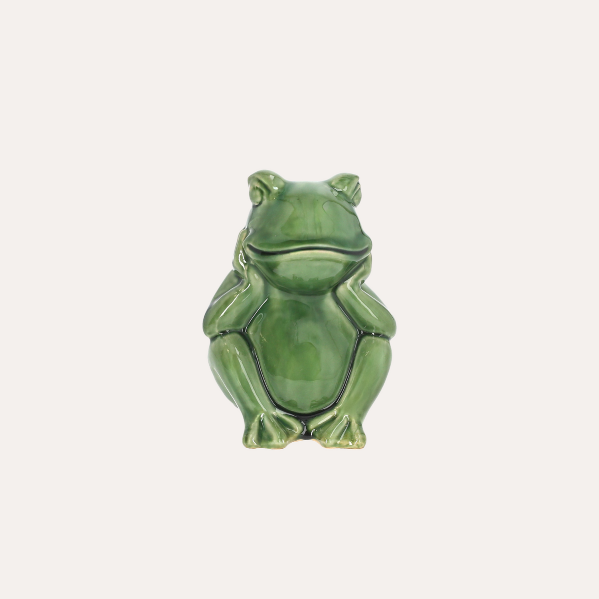 Statuina Rana in Ceramica Verde H. 17,5 cm