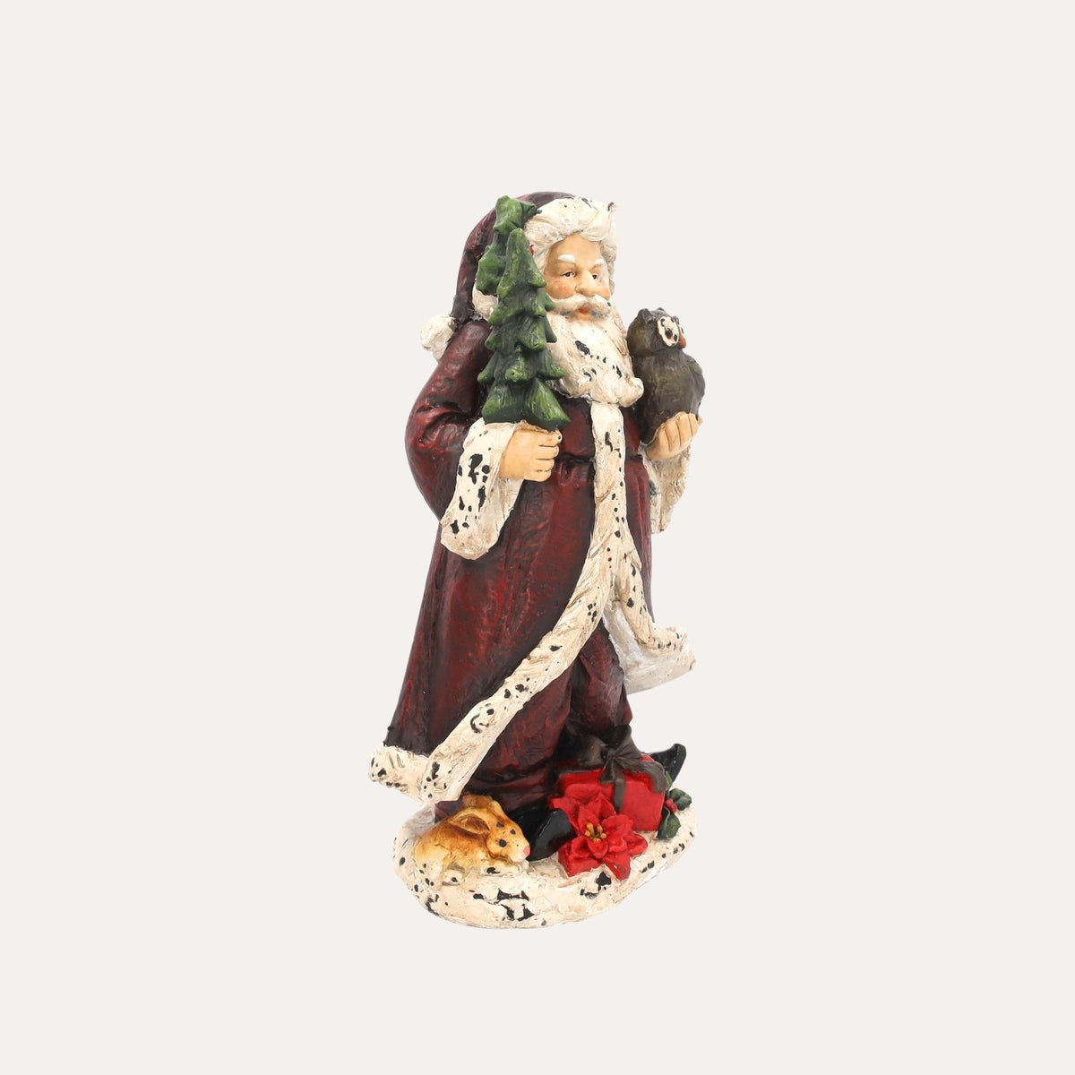 Babbo Natale con Civetta in Resina H.36×22×13 cm - KeyHome Store