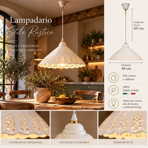 Lampadario con Treccia in Ceramica Ø.40 cm - KeyHome Store