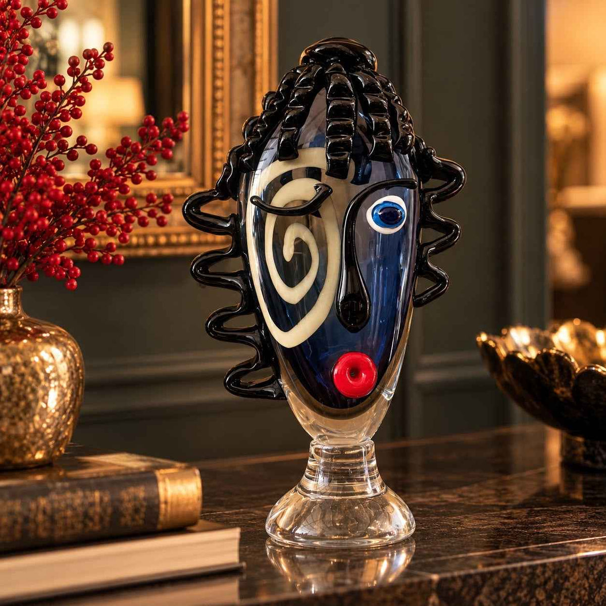 Scultura Donna Astratta in Vetro Pieno H.32 cm