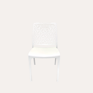 Perforierter Stuhl aus mattweißem Polypropylen, 42 x 42 x 80 cm