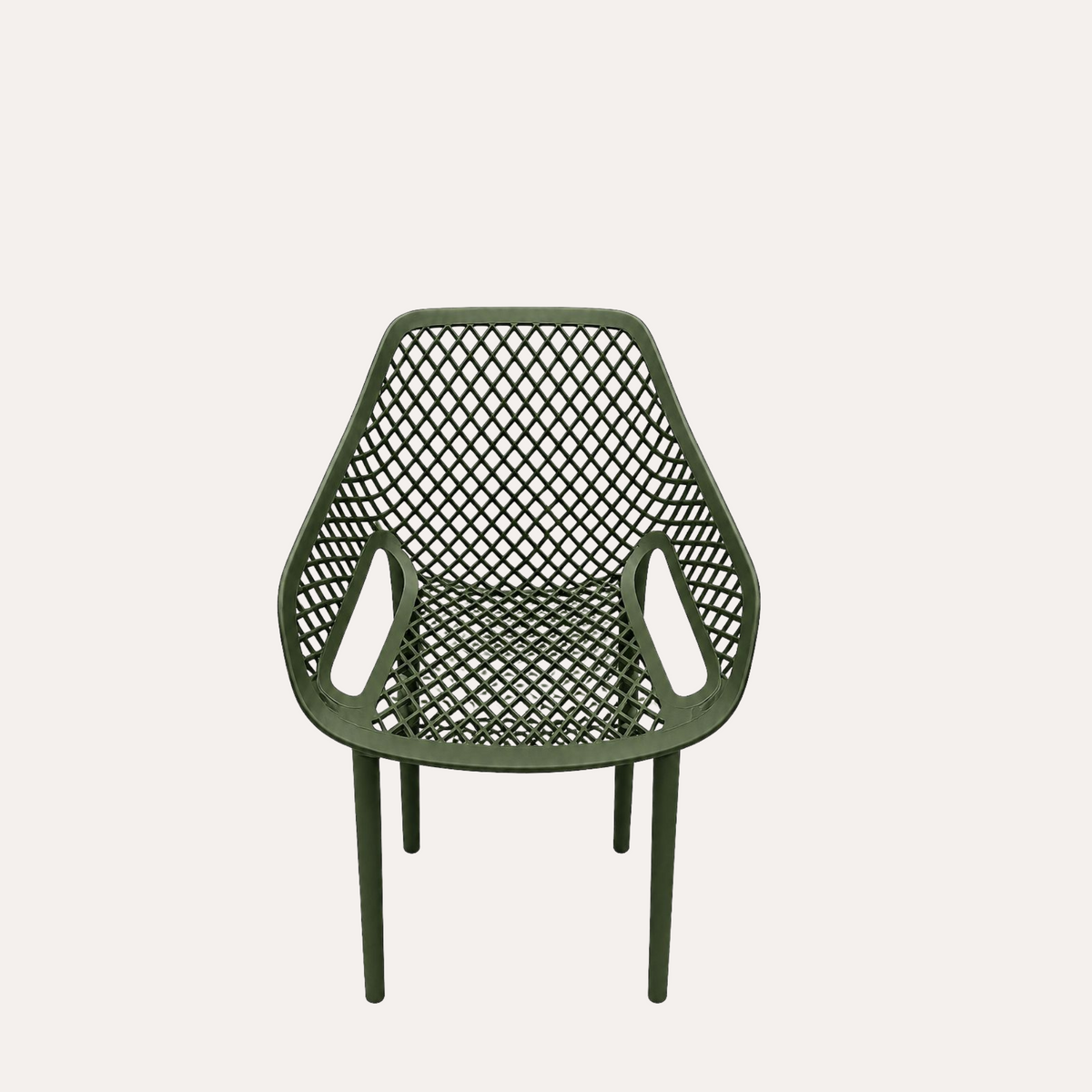 Poltrona Traforata in Polipropilene Verde Opaco 56x60x82cm