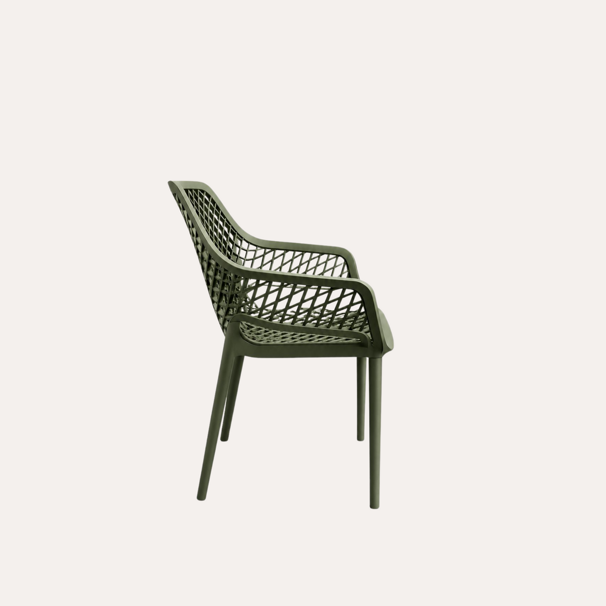 Poltrona Traforata in Polipropilene Verde Opaco 56x60x82cm