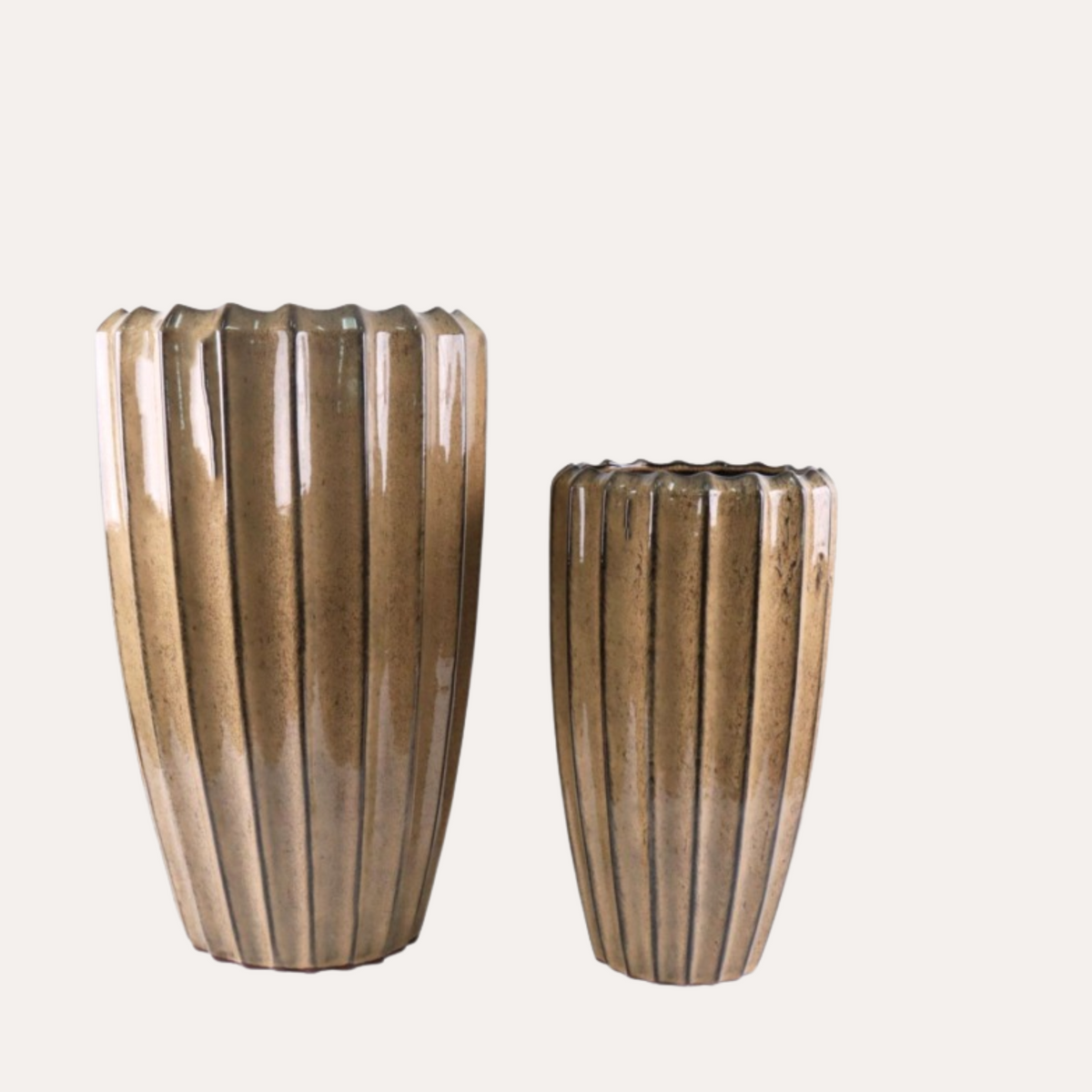 Set 2 Vasi in Terracotta Caramello Rigato D41 H66