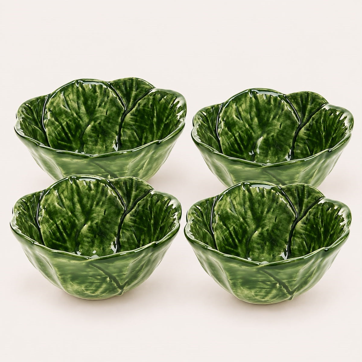 Set 4 Coppette Verza in Ceramica Verde Smeraldo Ø.15 cm - KeyHome Store
