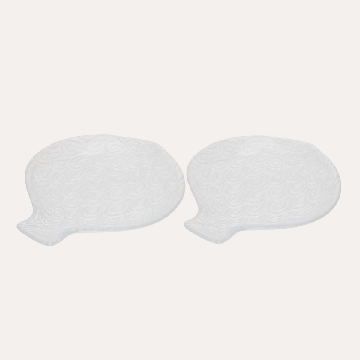 Set 2 Piatti Pesce in Vetro Bianco Trasparente 24x22 cm