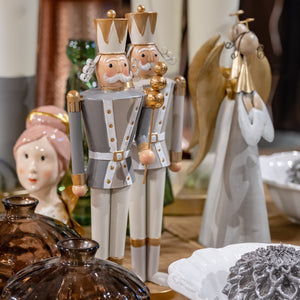 Soldado de Natal com Maça em Lata Bege Alt.43 cm - KeyHome Store