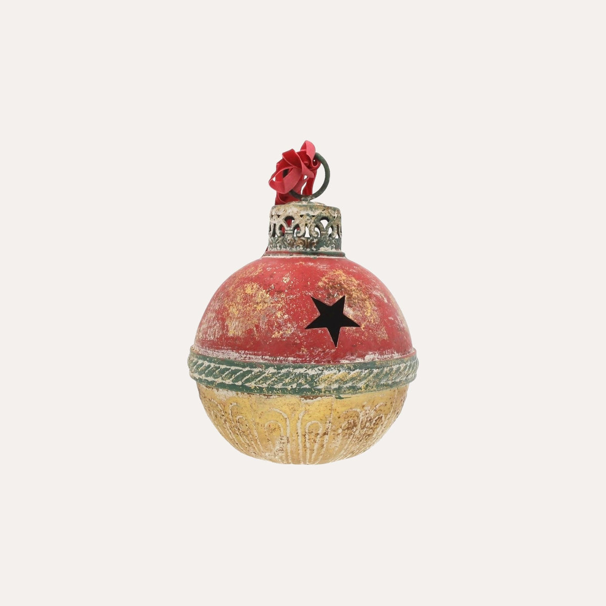 Sonaglio Natalizio in Latta Rosso e Oro H.25x16 cm - KeyHome Store
