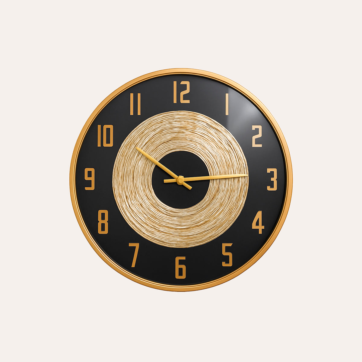 Reloj de Pared de Metal con Detalles Dorados