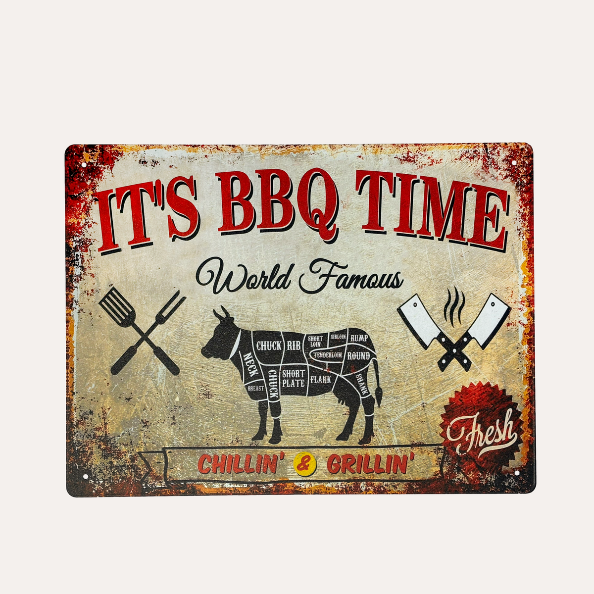 Table en tôle "BBQ Time" 40x30 cm